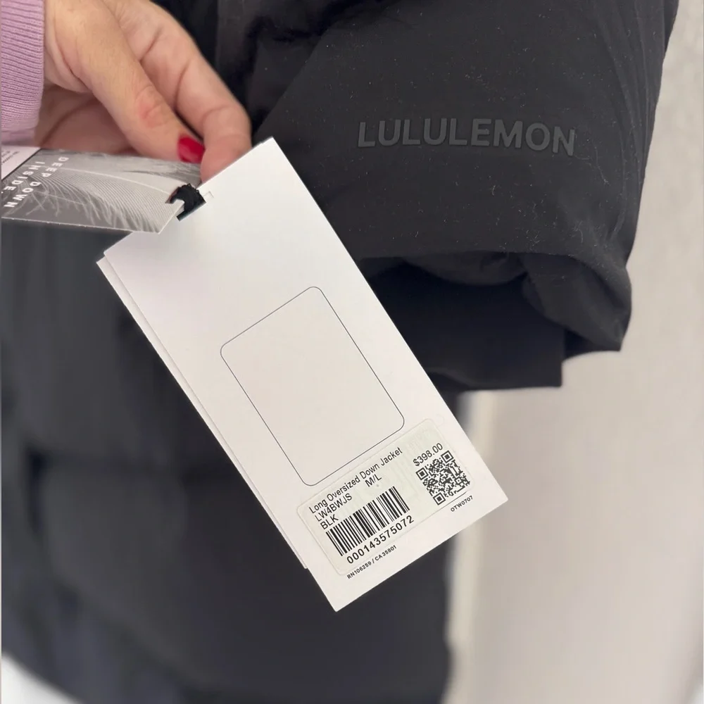 Lululemon Black Long Oversized Down Jacket Size M/L NWT